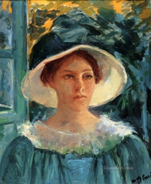 hijo Obras - Mujer joven en verde al aire libre bajo el sol madres hijos Mary Cassatt